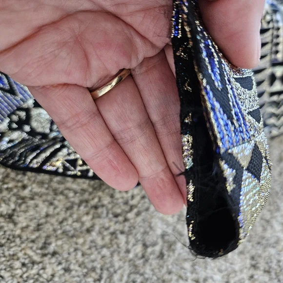 Patra Vintage 80's Gold Metallic Long Sleeve Tapestry Jacket Geometric Sz 16 - Picture 9 of 14